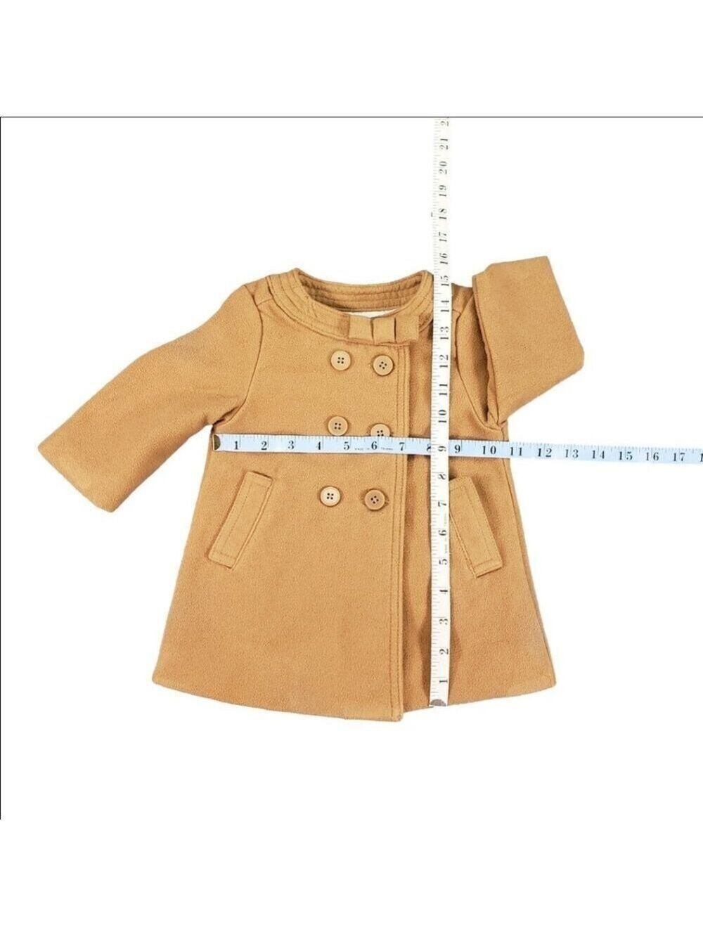 Baby B’gosh Girls Tan Peacoat Jacket 6M Double Breasted Coat - Picture 8 of 9